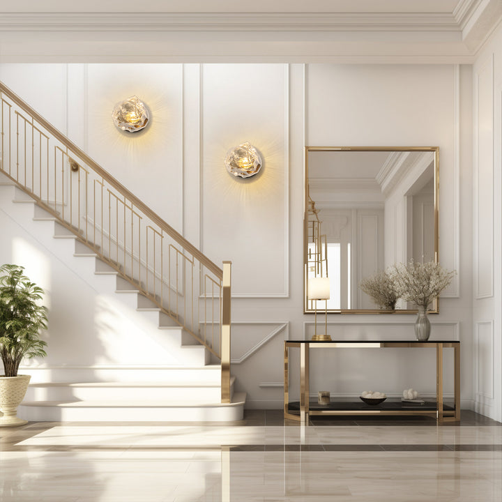 Orvra 1-Light Retro Oval Ice Cube Shape Glass Contemporary Wall Sconce Lamp (6") Brightelier