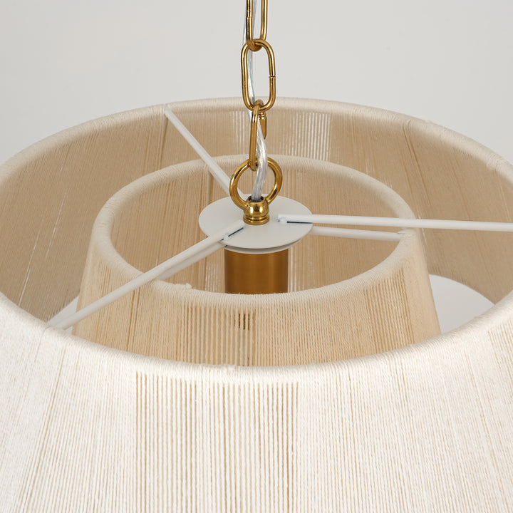 Brilune 1-Light Minimalist Round Wave Fabric Shade Modern Chandelier (20") Brightelier