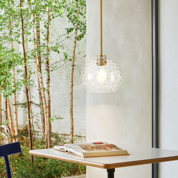 Brillara 1-Light Dimmable Stone-Pattern Glass Minimalist Dome Pendant (9") My Store