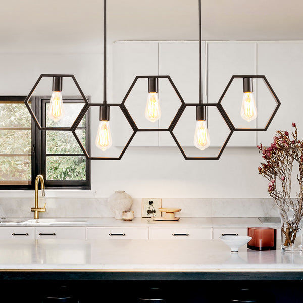 Noctiva 5-Light Square Geometric Modern Pendant (39")