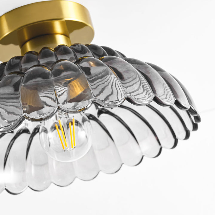Velthra 1-Light Dimmable Glass Vintage Shaded Flush Mount(11") My Store