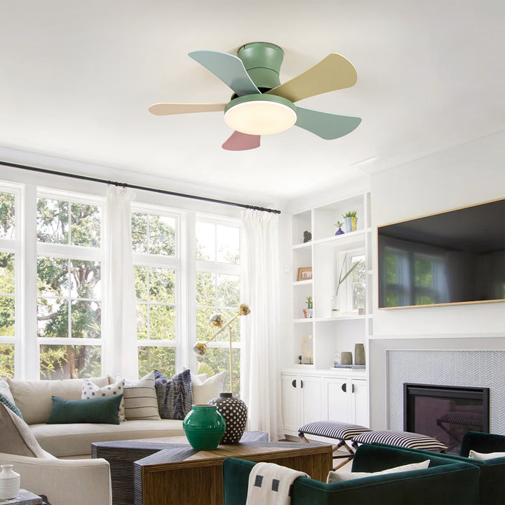 Stelo Dimmable LED Flush Mount Glam Ceiling Fan Light (35") Brightelier