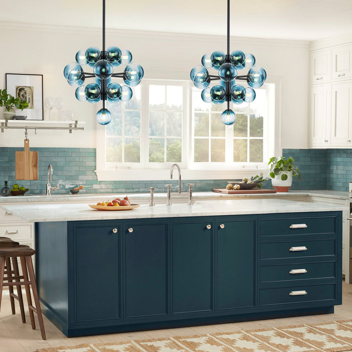 Lumiere 19-Light Dimmable Tiered Glass Globes Coastal Chandelier (21") My Store