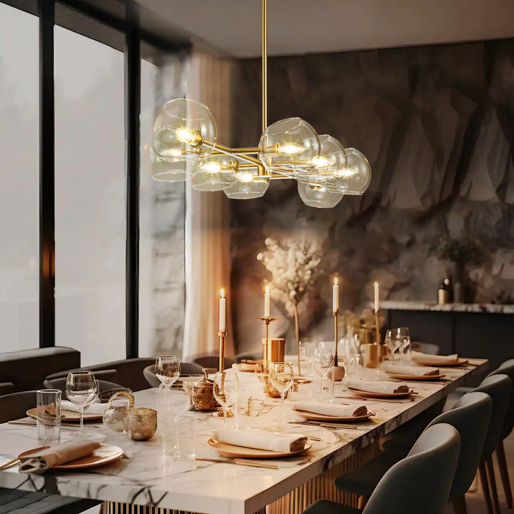 Zenvia 8-Light Linear Globe Bubble Kitchen Island Pendant (48") Brightelier