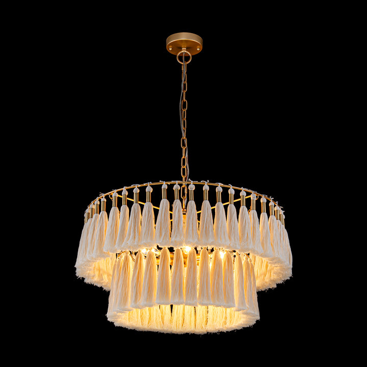 Brilune 6-Light Dimmable Fabric Bohemian Round Chandelier (23") My Store