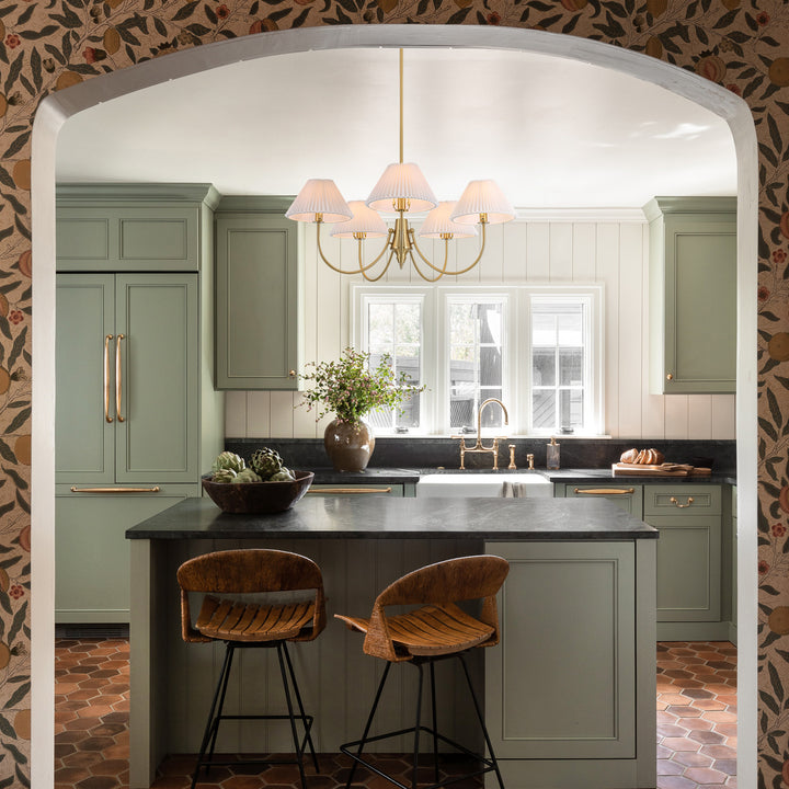 Wesley 5-Light Sputnik Cluster Cone Fabric Shade French Country Chandelier (37") Brightelier