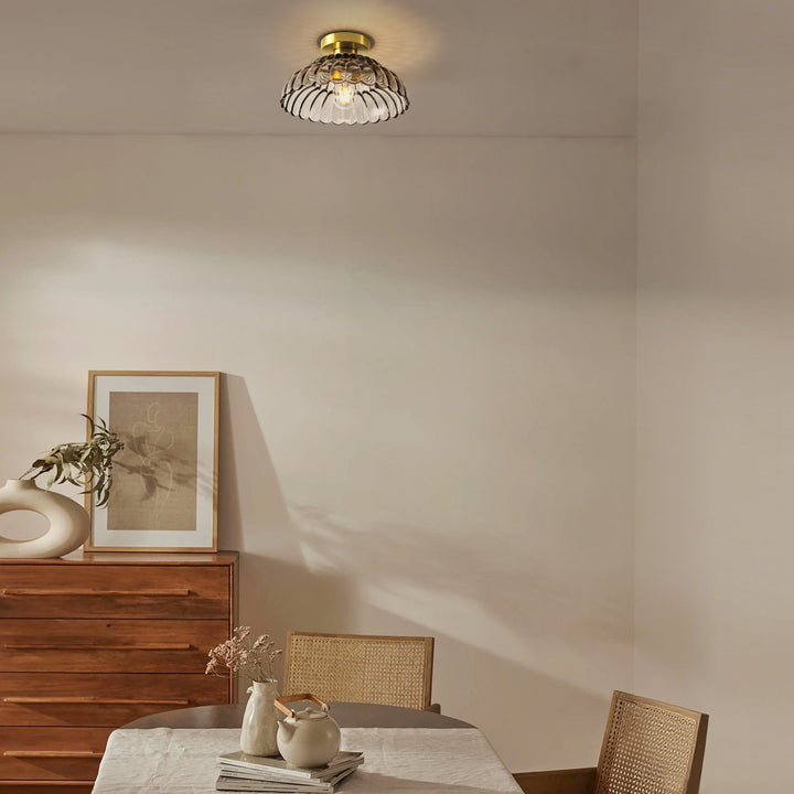 Velthra 1-Light Dimmable Glass Vintage Shaded Flush Mount(11") My Store