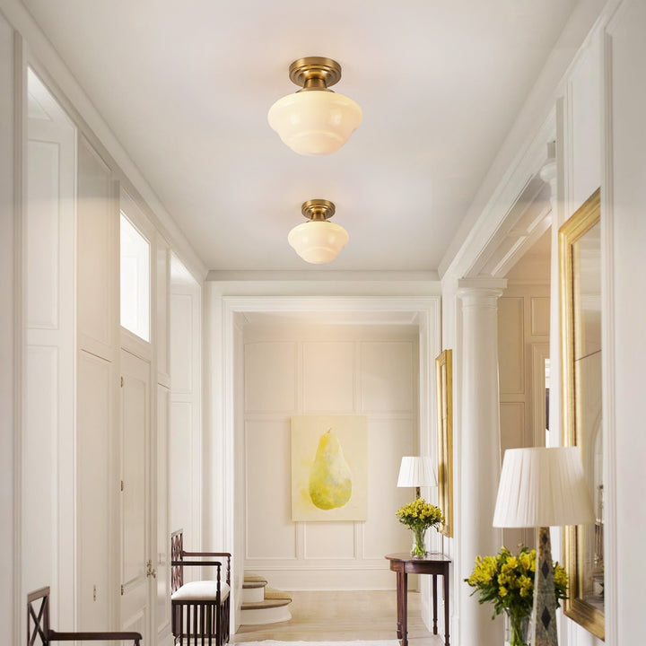 Terrana 1-Light Opal Modern Modern Semi-Flush Mount (12") Brightelier