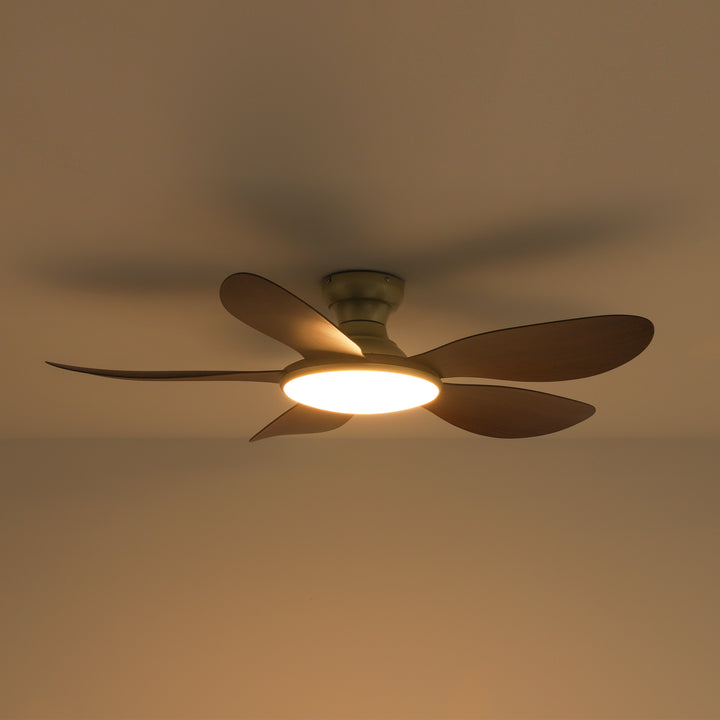 Stelo Dimmable LED Flush Mount Mid-Century Modern Large Ceiling Fan Light (51") Brightelier