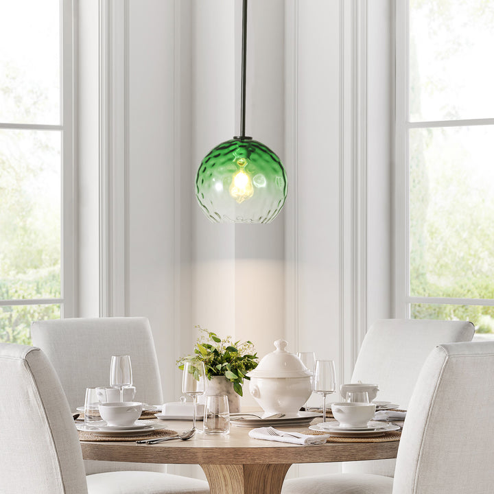 Sylvia 1-Light Dimmable Green Gradient Glass Transitional Globe Pendant (10") My Store