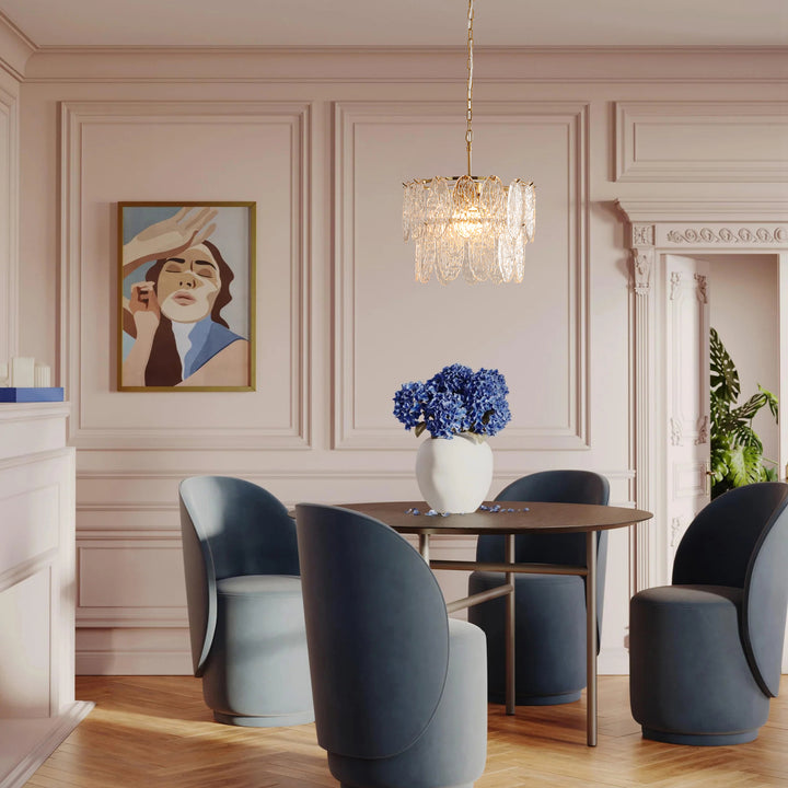 Brindlea 2-Light Drum Pressed Tiered Glass Crystal Transitional Chandelier (24") Brightelier