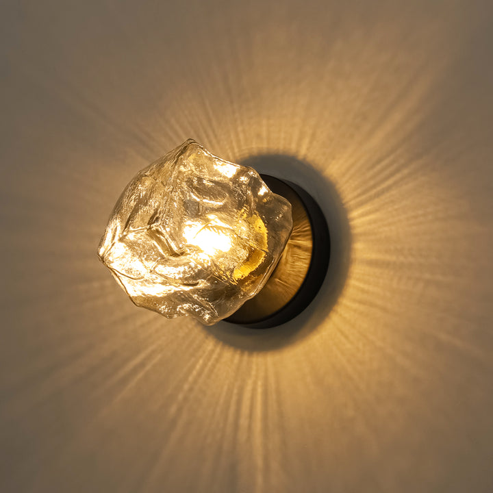 Orvra 1-Light Retro Oval Ice Cube Shape Glass Contemporary Wall Sconce Lamp (6") Brightelier