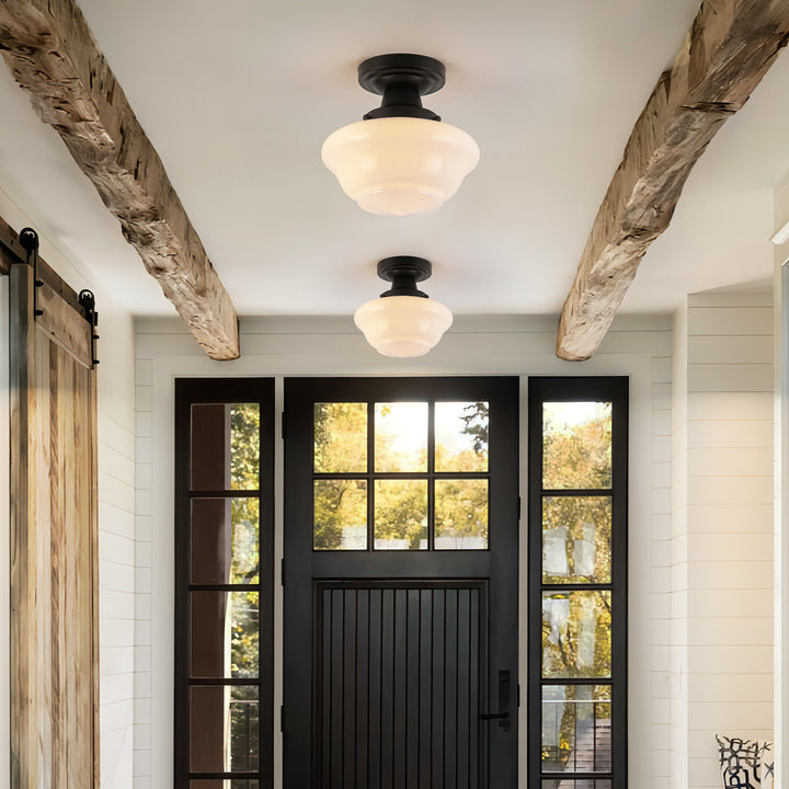 Terrana 1-Light Opal Modern Modern Semi-Flush Mount (12") Brightelier