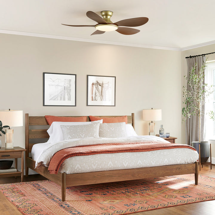 Stelo Dimmable LED Flush Mount Mid-Century Modern Large Ceiling Fan Light (51") Brightelier