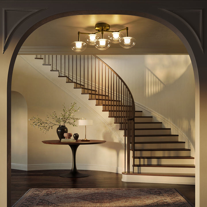 Veylin 5-Light Dimmable LED Glass Modern Flat Globe Wall/Ceiling Mounted Light(20") My Store