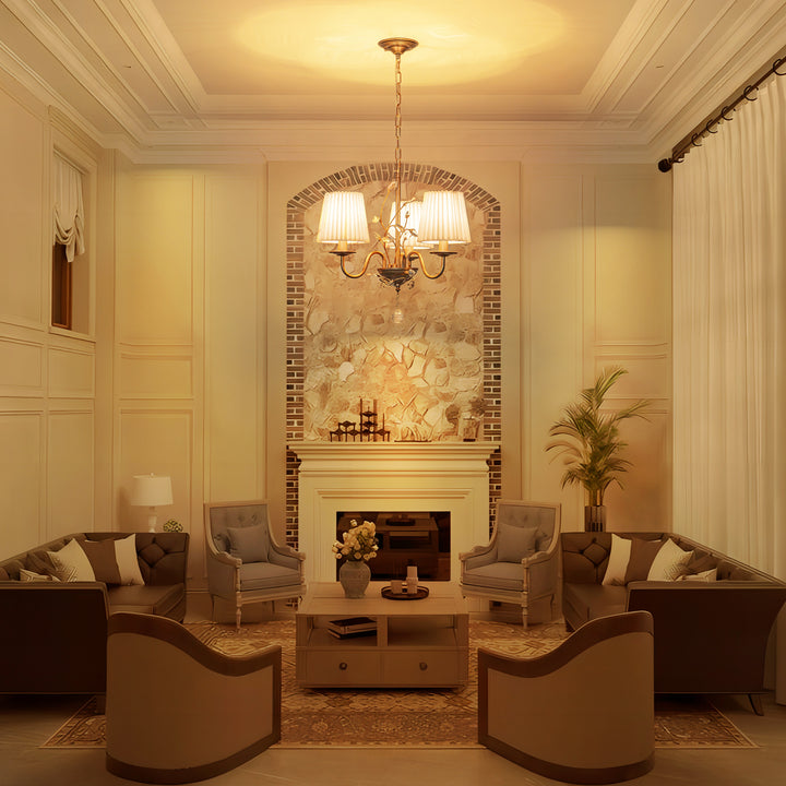 Dresqui 3-Light Dimmable Vintage Antique Fabric Pleated Shades Chandelier (21") Brightelier