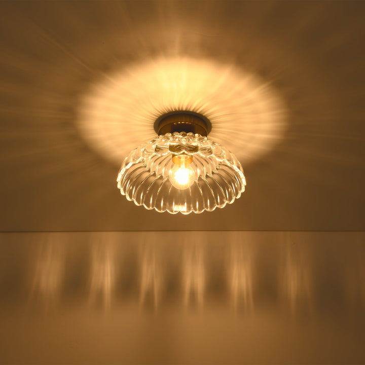 Velthra 1-Light Dimmable Glass Vintage Shaded Flush Mount(11") My Store