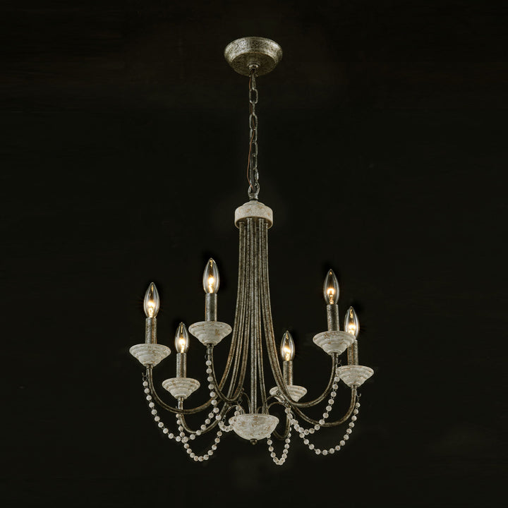 Dresqui 6-Light Dimmable Wood Traditional Candle Style Chandelier (20") My Store