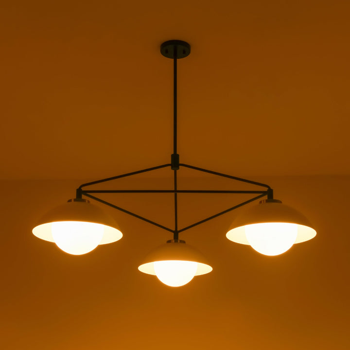 Velroa 3-Light Dimmable Glass Industrial Dome Shaded Chandelier (42") My Store