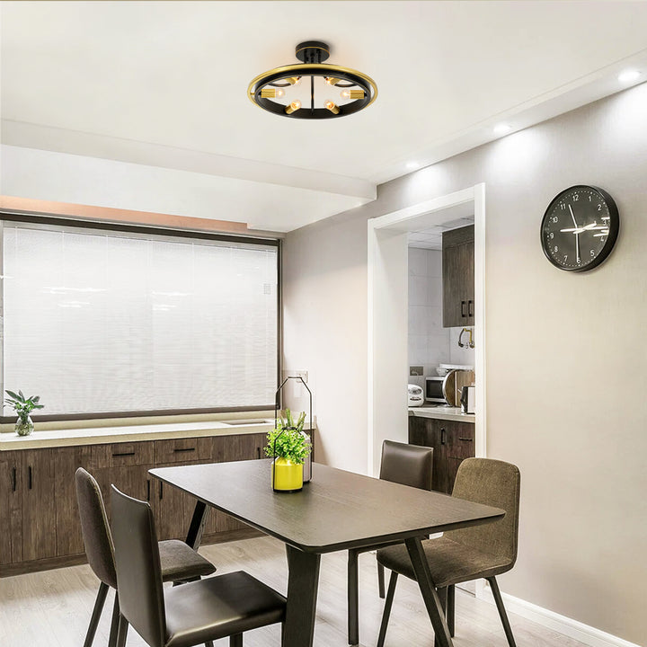 Brillara 6-Light Wagon Wheel Industrial Semi-Flush Mount Light (22") Brightelier