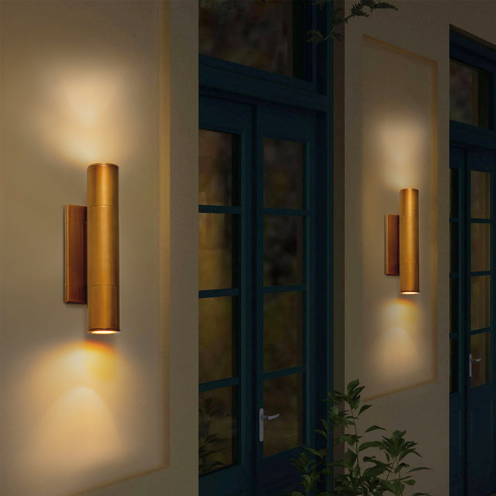 Tivora 1-Light Dimmable Aluminum LED Modern Cylindrical Outdoor Wall Sconce (15") Brightelier