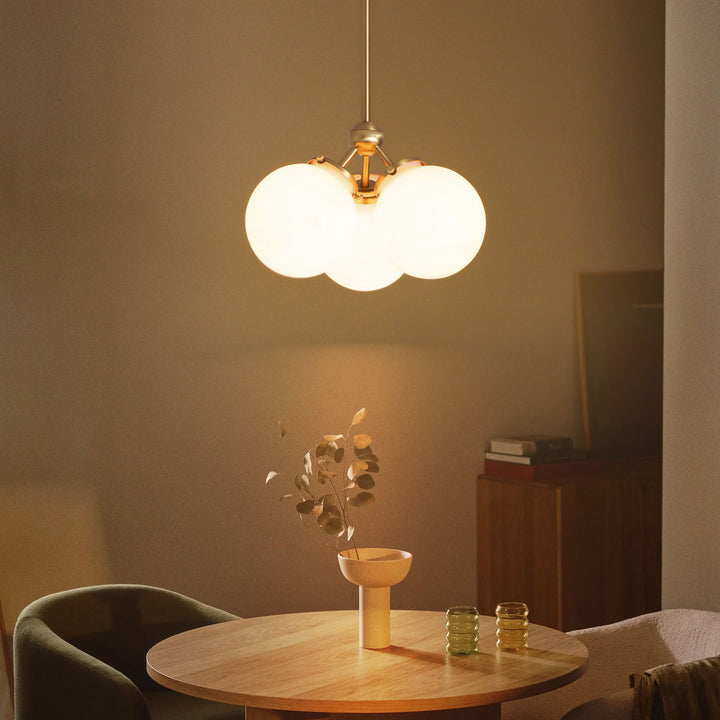 Soluma 3-Light Dimmable Opal Glass Bubble Modern  Chandelier (14") Brightelier