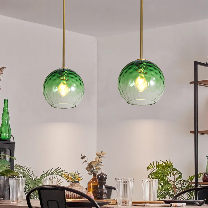 Sylvia 1-Light Dimmable Green Gradient Glass Transitional Globe Pendant (10") My Store