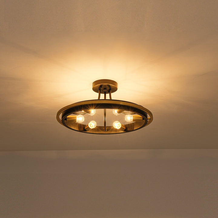 Brillara 6-Light Wagon Wheel Industrial Semi-Flush Mount Light (22") Brightelier