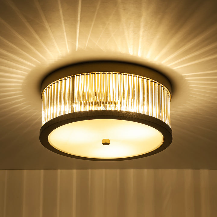 Zylla 3-Light Dimmable Glass Transitional Drum Flush Mount (12") My Store