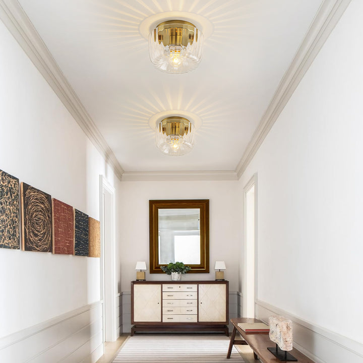 Lumisca 1-Light Dome Clear Striped Glass Modern Glam Flush Mount Ceiling Light (6") My Store