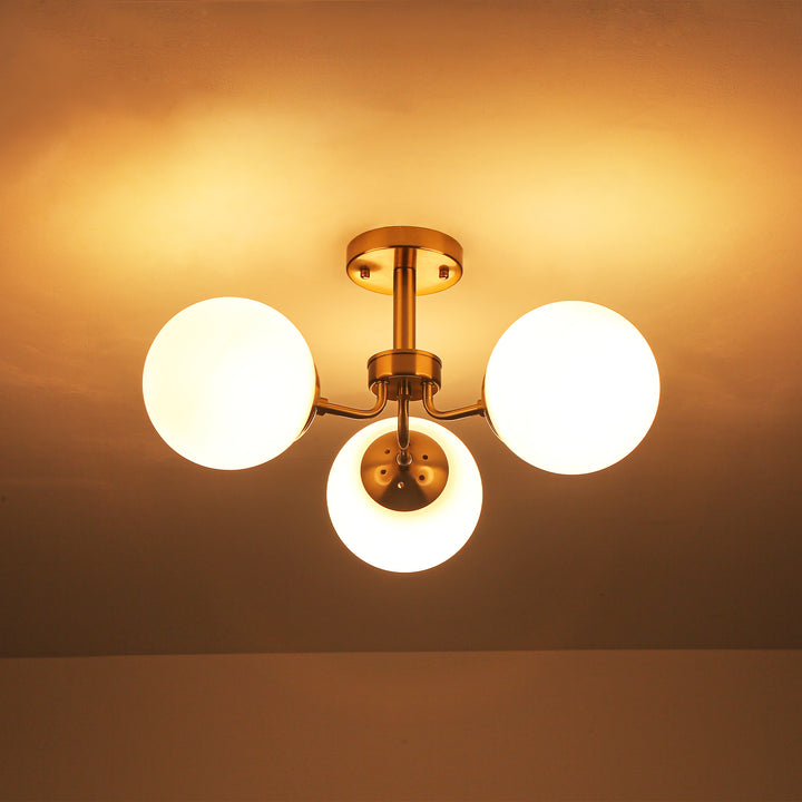 Soluma 3-Light Dimmable Glass Bubble Semi Flush Mount (23") My Store