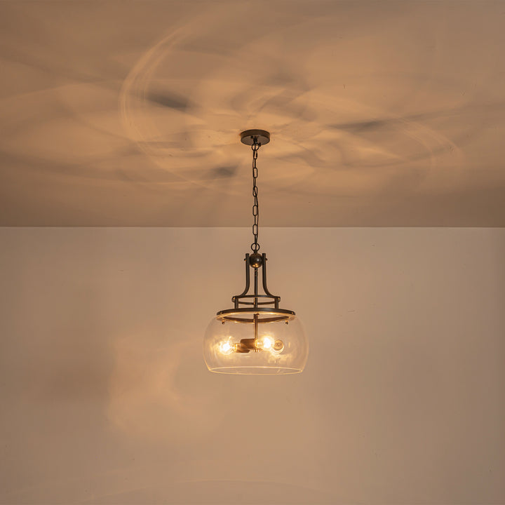 Mirevo 3-Light Dimmable Matte Black Clear Glass Dome Pendant (16") Brightelier