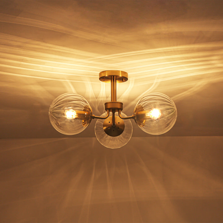 Soluma 3-Light Dimmable Glass Bubble Semi Flush Mount (23") My Store