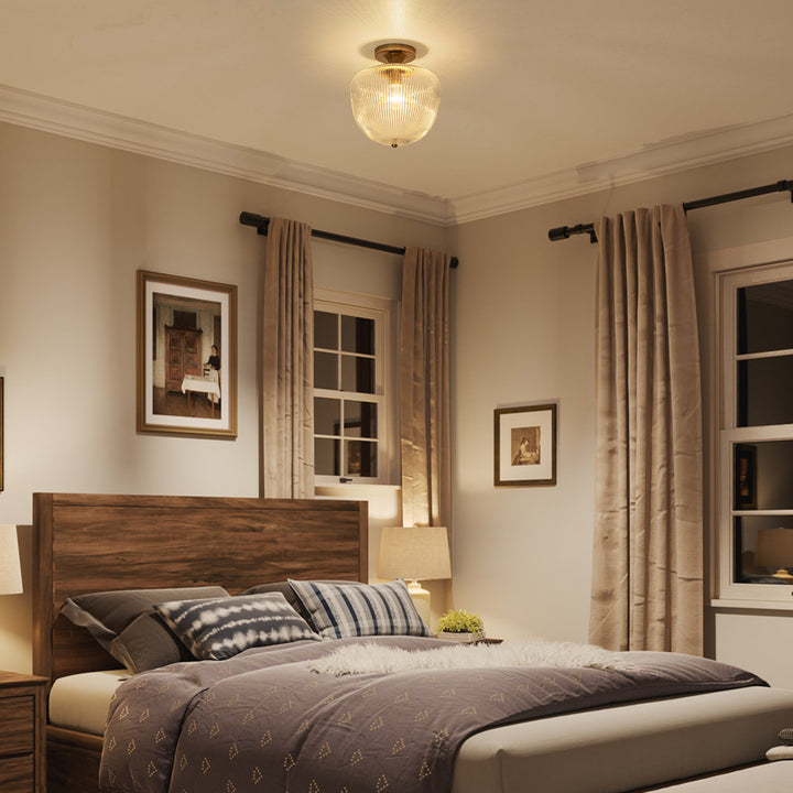 Terrana 1-Light Ribbed Glass Mid-Century Modern Semi-Flush Mount (10") Brightelier