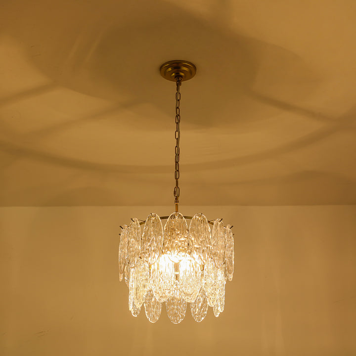 Brindlea 2-Light Drum Pressed Tiered Glass Crystal Transitional Chandelier (24") Brightelier