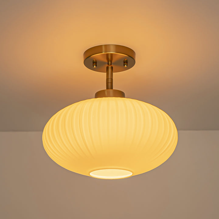 Brillara 1-Light Lantern Shape Semi-Flush Mount Light (12") Brightelier