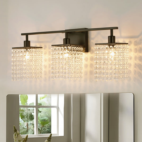 Eclara 3-Light Dimmable Crystal Mid-Century Wall Vanity Light (24")