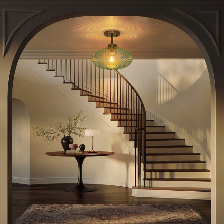 Brillara 1-Light Lantern Shape Semi-Flush Mount Light (12") Brightelier