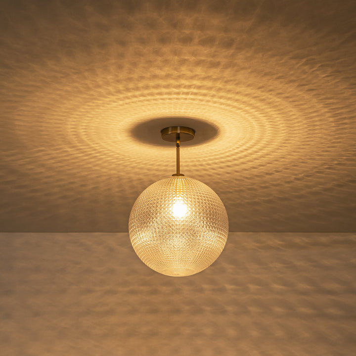 Lunara 1-Light Glass Globe Grid Textured Modern Pendant (14") My Store