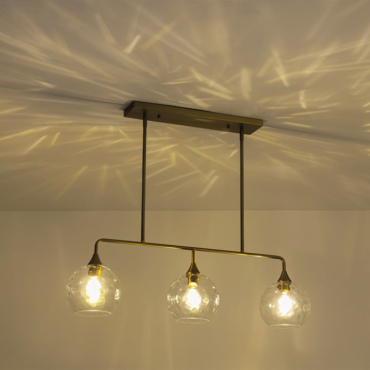 Noctura 3-Light Linear Clear Textured Glass Modern Pendant (39") My Store