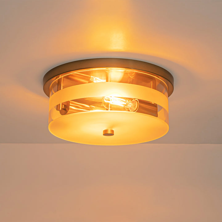 Lumisca 2-Light Seeded Glass Modern Industrial Ceiling Light (11") Brightelier