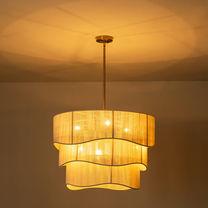 Brilune 6-Light Rattan Tiered Contemporary Glam Chandelier (28") Brightelier