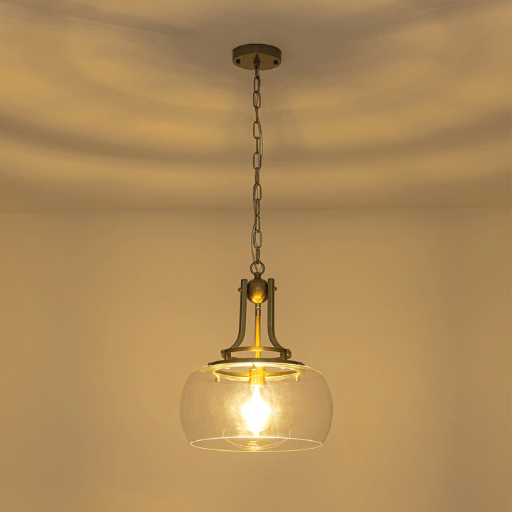 Velune 1-Light Dimmable Clear Glass Dome Pendant Light (14") Brightelier