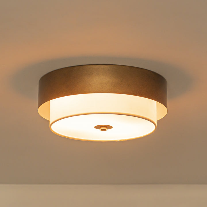 Apex 2-Light Dimmable Drum Vintage Industrial Flush Mount (14") Brightelier