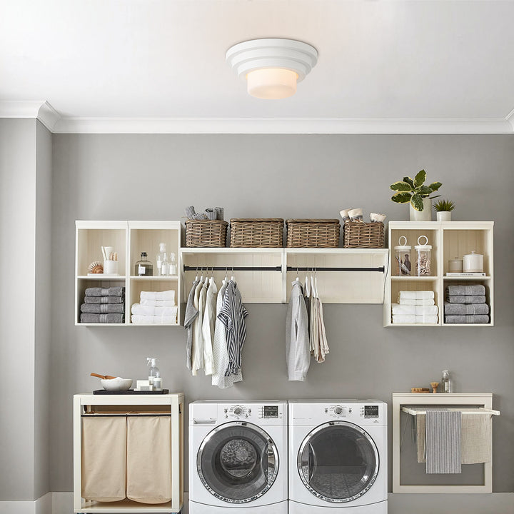 Zylla 1-Light Dimmable LED Minimalist White Cake-Shaped Tiered Ceiling Mounted Light (12") Brightelier