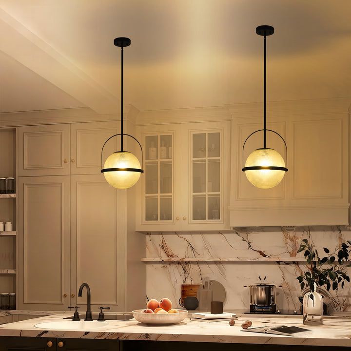 Brillara 1-Light Dimmable Grid Glass Minimalist Dome Pendant (9") Brightelier