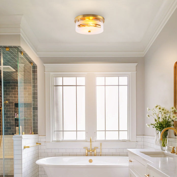 Lumisca 2-Light Seeded Glass Modern Industrial Ceiling Light (11") Brightelier