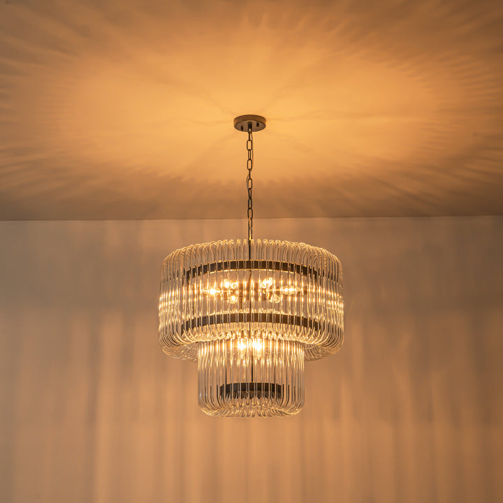 Faylux 9-Light Dimmable Tiered Transitional Modern Chandelier (20") Brightelier