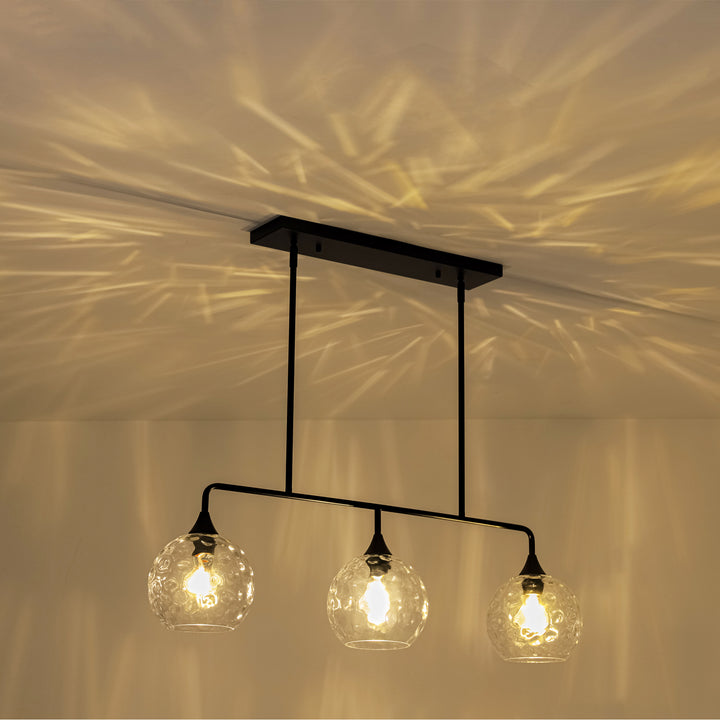 Noctura 3-Light Linear Clear Textured Glass Modern Pendant (39") My Store