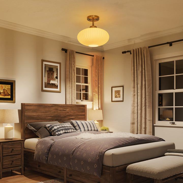 Brillara 1-Light Lantern Shape Semi-Flush Mount Light (12") Brightelier